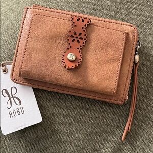 HOBO Suede Wallet in Cognac